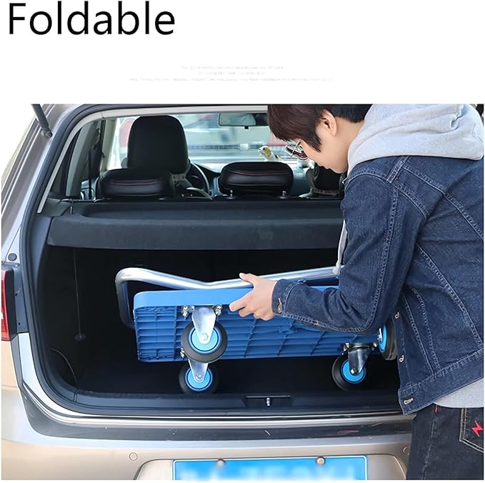 Heavy Duty Flatbed Hand Cart with Mute Wheels Foldable Metal Handle - Ideal for Transporting Baggage Books & More High Load Capacity Platform Truck (300-lb)