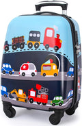 GURHODVO Kids Luggage with Spinner Wheels for Boys Girls Carry on Hardshell Suitcase Travel Trolley Toddlers Children Gift (vehole, 18inch)