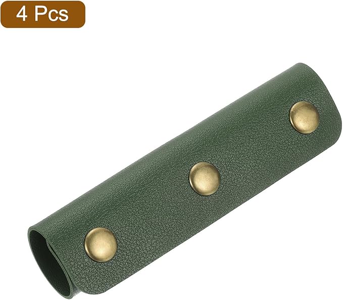 uxcell 4Pcs Handbag Handle Cover, PU Leather Luggage Handle Wraps, Luggage Grip Protector for Purse Tote Bag Suitcase, Dark Green