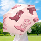 Cowboy Boots Pattern Umbrellas for Rain Windproof Small Folding Compact Mini Travel Umbrella for Purse Lightweight Portable Pocket for Women
