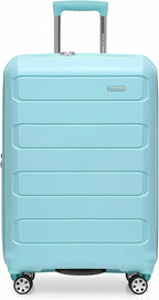 Traveler's Choice Pagosa Hardshell Expandable Luggage with Spinner Wheels, Baby Blue, 26-Inch Medium
