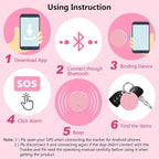 Aircawin Mini GPS Tracker C, Key Item Finder Locator,No Monthly Fee App for iOS/Android 2023 Latest,Portable Anti-Lost Bluetooth Tag Item Tracker for Luggages/Kids/Pets/Phone/Wallet/Bag-1Pcs-Pink