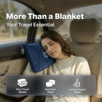 Travel Blanket, Soft 2-in-1 Airplane Blanket, 65x40 Inches, Travel Blanket Airplane Compact with Bag, Car Blanket with Luggage Sleeve & Backpack Clip (Navy Blue)