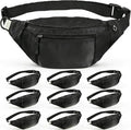 10PCS Crossbody Fanny Pack Bulk,Large Capacity Waist Bag with 4-Zipper Pockets Adjustable Strap Fanny Packs Waterproof Oxford Cloth Travel Belt Bag for Outdoor Shopping Travel Men Women,Black