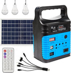 Portable Power Station,Solar Generator with Panels included,LiFePO4 Battery Pack Small Solar Powered Generator with DC/USB Outlets,LED Flashlight for Home Use,Outdoor Camping Quiet(Blue)