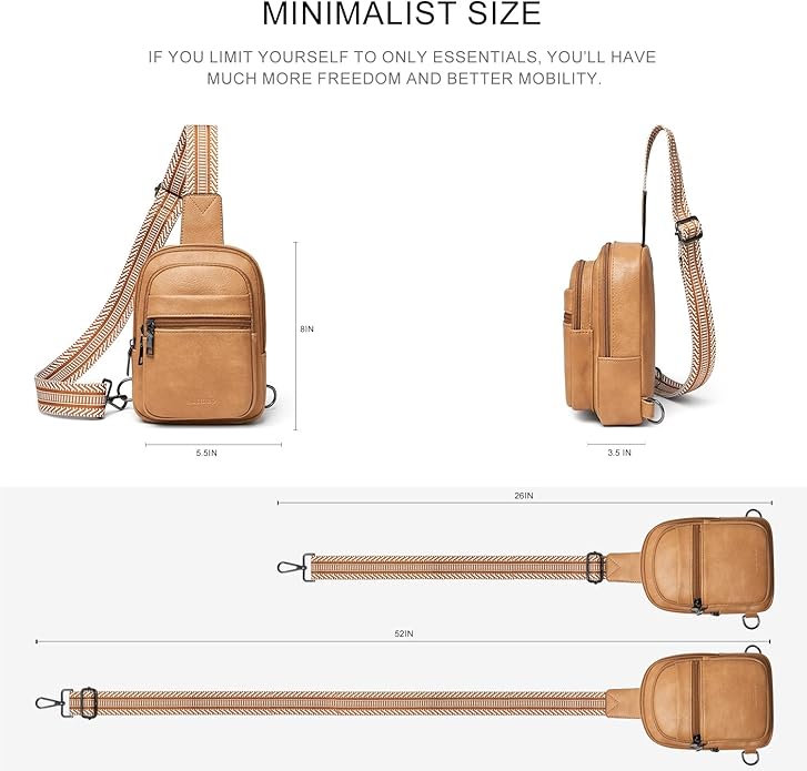 LATMAP Sling Bag For Women Faux Leather Small Casual Daypack Backpack Fanny Pack Crossbody Chest Bags Purse