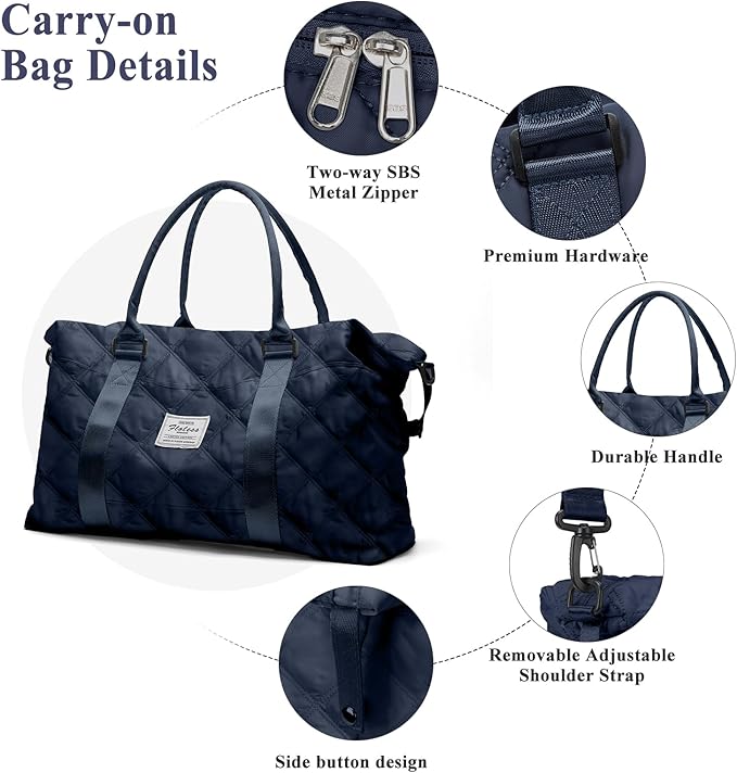 HYC00 Travel Duffel Bag,Carry-on Overnight Weekender Bags for Women,Sports Tote Gym Bag with Wet Pocket