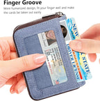 FurArt Zipper Wallet Women, RFID Blocking Credit Card Wallet, Business Card Holder, Compact Size KeyChain Wallet