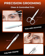 Nail Clipper Set 7 in 1, Precision Manicure Kit with Magnetic Leather Case, Mirror-Polished Stainless Steel Tools for Fingernail & Toenail, Daily Grooming Kit for Men & Women