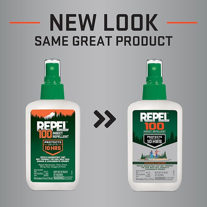 Repel 100 Insect Repellent, 4 Ounces, With DEET, 10-Hour Protection Long-Lasting Insect Repellent Pump Spray Repels Mosquitoes, Ticks, Gnats, Biting Flies, Chiggers And Fleas