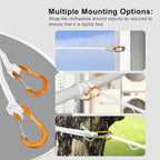 Vigorport Portable Travel Clothesline, Windproof Clothesline with Hang Hole, Indoor and Outdoor Clothes Line for Camping, Hotel, Backyard, Cruise Ship (White, 12.5 Ft)