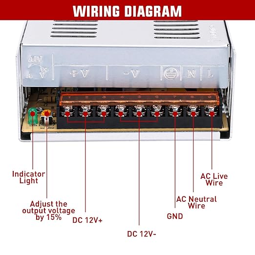 Nilight AC 110V/220V to DC 12V Voltage Converter 50A 600W Switching Power Supply Adapter Transformer Low Voltage Output LED Driver for LED Strip Light Radio CCTV Camera Security Video System
