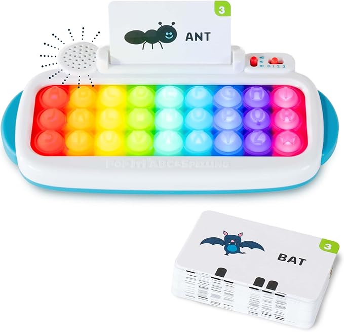 Chuckle & Roar Pop It! ABC & Spelling Keyboard - Multicolor - Smart Letter Guidance with Alphabet Learning Toys - Soft Silicone Keys for Toddler Sensory Toys - Compact Travel Play Kit for Toddlers 1-3