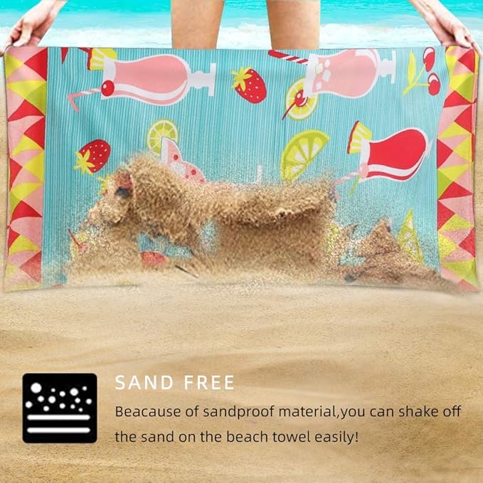 Beach Towel Microfiber Beach Towels Sand Free Quick Dry Lightweight Cute Fruit Travel Towels 30×60 inch Beach Towels for Kids Women Men Pool Swim Beach Essentials Accessories