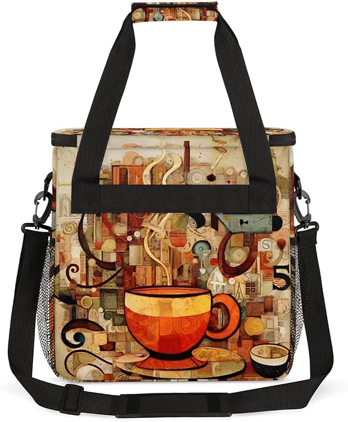 Coffee Maker Travel Bag Compatible with Keurig K-Mini or K-Mini Plus, Single Serve Coffee Brewer Carrying Case with Multiple Pockets for K-Cup Pods, Storage Bag With Shoulder Strap(Bag Only)