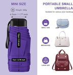 Compact Travel Umbrella with Case - Mini Umbrella for Purse, Small Lightweight &Tiny Design Perfect for Parasol Outdoor Sun&Rain Umbrellas