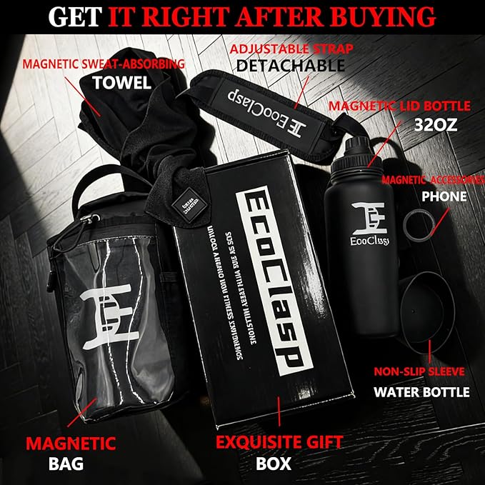 Magnetic Gym Bag Water Bottle Holder Small Gym Bag for Men, Gym Gifts, 11LB Strong Grip Waterproof 900D