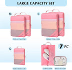 PFEYRPK Lightweight Compression Packing Cubes for Suitcases, Compressible Expandable Travel Packing Organizer with Clear Toiletries and Backpack Bag, Travel Essentials for Carry on Luggage 7 Set