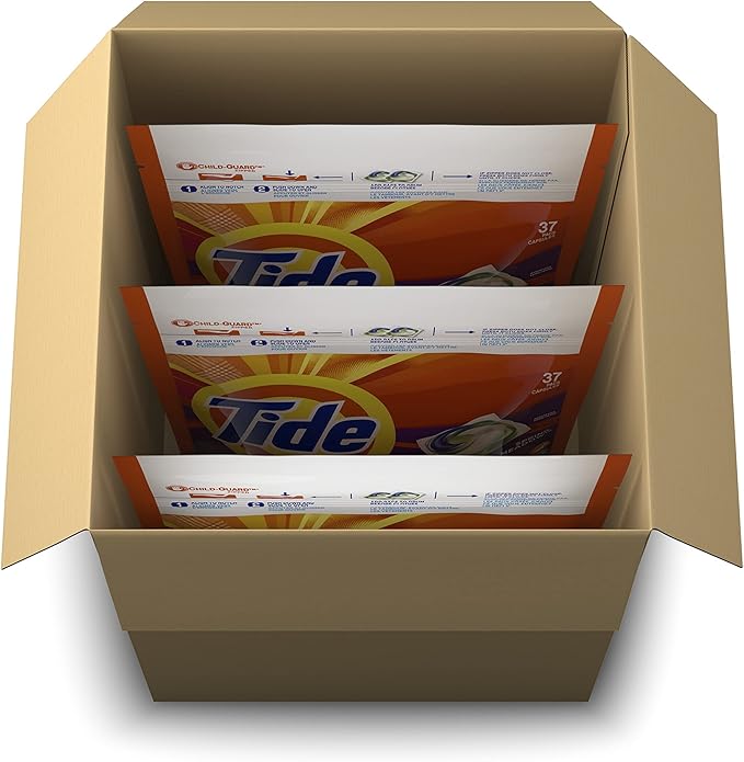Tide PODS Laundry Detergent Soap Pods, Spring Meadow, 37 Count (Pack of 3 Bag Value Pack), Total 111 Count, HE Compatible