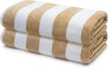 Premium Velour Cabana Beach Towel 2 Pack, 30” x 60” Soft Plush Cotton Pool Towel, Absorbent Quick Dry Towel for Beach and Pool (White Beige)