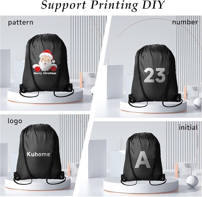 Kuhome 120Pcs Black Drawstring Backpacks Bulk String Bag Cinch Sack Pack Storage Knapsack Polyester Gift Bags Sports Drawstring Bags for Trip Party Gym Bags