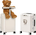smilesun 20" Adjustable Fence Luggage with Seat, Carry On Suitcase for Kids & Adults, 200lbs Support, 360° Silent Wheels with TSA Lock, Tablet & Cup Holder(White)