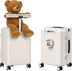 smilesun 20" Adjustable Fence Luggage with Seat, Carry On Suitcase for Kids & Adults, 200lbs Support, 360° Silent Wheels with TSA Lock, Tablet & Cup Holder(White)