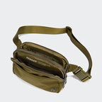 Pander Everywhere Belt Bag for Women, 5 Zipper Pockets Nylon Crossbody Fanny Pack Purse (Dark Moss)