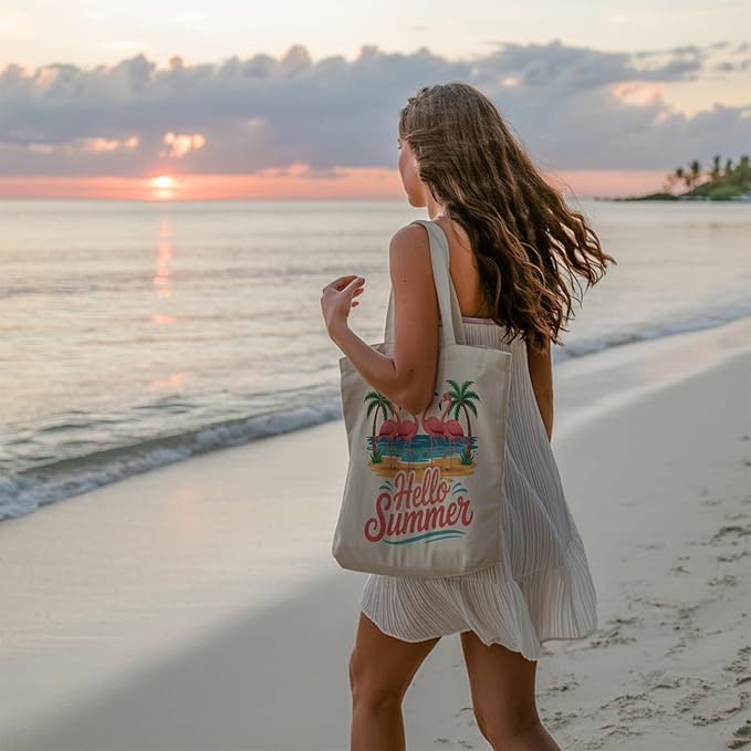 Aesthetic Canvas Tote Bag, Cute Reusable Bags for Women with Inner Pocket