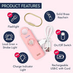 She’s Birdie 3.0 New Version – The Original Personal Safety Alarm for Women by Women–Loud Siren, Flash Light and Rechargeable Battery in a Variety of Colors (Blossom Pink)