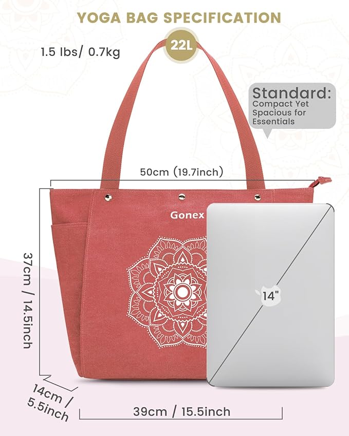 Gonex Yoga Mat Bag, Yoga Gym Bag Tote Bag with Multi Pockets For Women Men, Canvas Yoga Mat Carrier Take in Out Mat Easily For Pilates Travel Workout Office