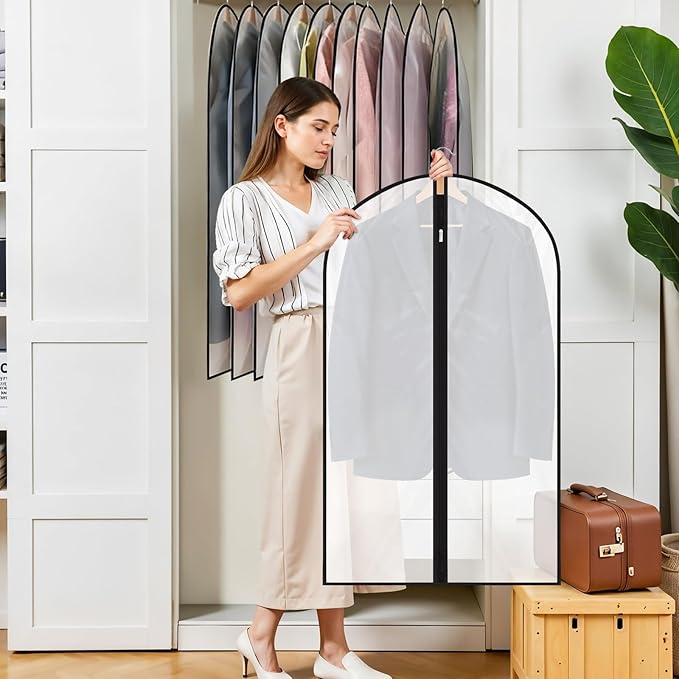 6 Pack Garment Bags 60 * 100cm, 40in PEVA Translucent Garment Covers, Suit Storage Bags, Dress Organizer Bags Used To Protect Shirts, Winter Coats, Jackets