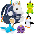 Naturally KIDS Toddler Unicorn Backpack w Plush Unicorn Toys, Gifts for 2-5 Year Old Girls, Toddler Backpack