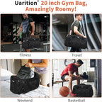 Uarition Men's Large Duffle Bag, 55L Heavy Duty Gym Bag for Sports, Workout, and Travel - Durable Duffel Gear Bag in Marble Black