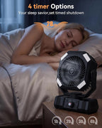 USONE Misting Fan, Portable Camping Fan Rechargeable, Battery Powered Fan for Camping with Light, Remote & Timer, Hanging Tent Fan with Hook for Outdoor fishing, Travel, Work/Summer Essential,Black