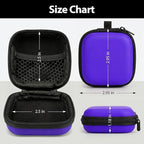 Square Earbud Case with Carabiner, Portable Small Carrying Pouch for Wired/Wireless Earphones, EVA Travel Organizer Box for Charging Cables, USB Flash Drives, SD Cards, Purple