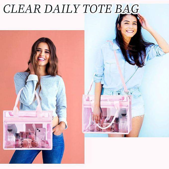Fammart Iridescent Clear Beach Bag for Women, Jelly Tote Bag Waterproof Sandproof Pool Bag Cruise Vacation Essentials