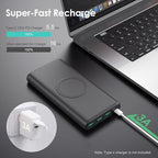 Wireless Portable Charger Power Bank, 33800mAh 15W Fast Wireless Charging 25W PD QC 4.0 USB-C Power Bank, 5 Output & Dual Input External Battery Pack Compatible with iPhone 16/15/14/13/12 (Black)