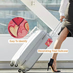 Love Luggage Tags for Suitcases, 3 Pack Leather Bag Tag Identifiers with Stainless Steel Loop and Address Card for Men Women