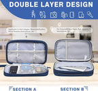 CAAORDKSO Electronic Organizer Travel Cable Accessories Bag, Double Layer Tech Pouch Accessories Carry Case, Travel Essentials for Cable, Cord, Charger, Phone, Power Bank, Earphone (Navy Blue, Large)