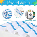 Redbaker 16 Packs 28 x 59 Inches Oversized Stripes Beach Towel Bulk Extra Large Pool Towels Set Microfiber Quick Dry Swim Towel Blanket for Women Men Adult Bath Travel(Classic Color)