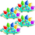 4PC Dinosaur Color Sorting Sensory Toys for Toddler, Montessori Travel Toys Fine Motor Skill Learning Activities Quiet Calm Down Fidgets for Classroom for 3 4 5 Year Old Kid Easter Basket Stuffers