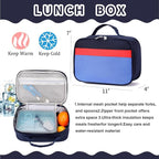 Backpack Set for Girls Boy Kids Backpack with Lunch Box for Elementary Primary Kindergarten School Bag (Navy Blue Set, Large)