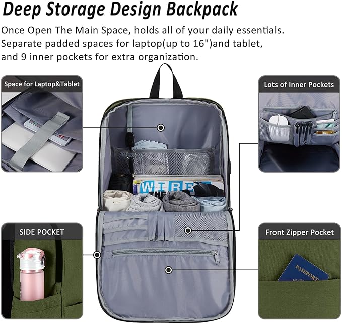 MAXTOP Deep Storage Laptop Backpack Business Anti-theft Backpacks[Water Resistant] College School Computer Bookbag Fits 17 Inch Laptop