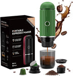Portable Espresso Machine with 3-4 Min Self-heating, 7800mAh Rechargeable Electric 2-in-1 Coffee Machine Compatible with NS Capsules and Ground Coffee for Car Camping Travelling Office Home , Green