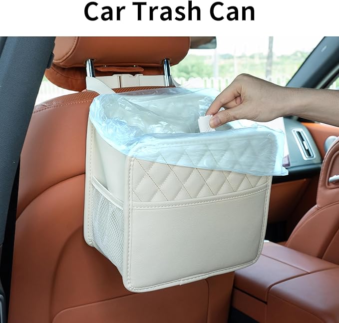 FrgKbTm Car Seat Back Hanging Bag Car Document Holder Multi-Pocket Bottle Bag Storage Box Organizer Travel Tidy Pouch Pocket Kids Beige