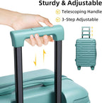 6 Piece Luggage Sets with Bags, Lightweight Expandable Checked Luggage Sets, Hardshell ABS Spinner Wheels Carry on Suitcase with TSA Lock, for Travel, Women Men (Aqua Blue, 18/20/24/28inch+2bags)