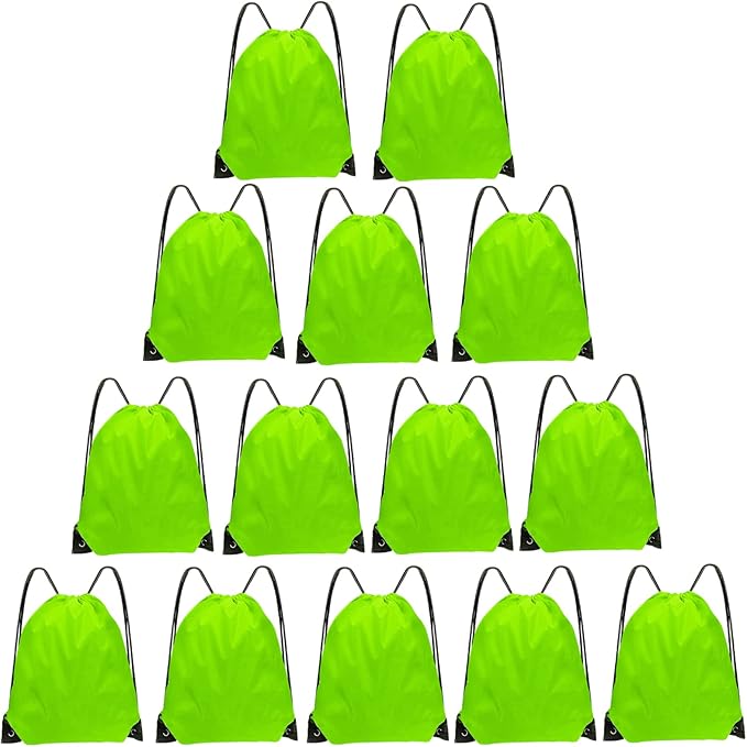 Grneric Drawstring Bags Bulk 14 Pcs Drawstring Backpack Bulk Cinch Bag Sackpack for Men Women Gym (Light Green)