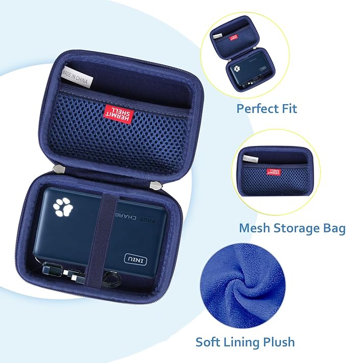 Hermitshell Hard Travel Case for INIU Portable Charger Smaller & Lighter 45W Fast Charging 10000mAh PD Power Bank Battery Pack (Only Case) (Blue)