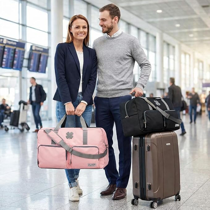 Lucky Travel Duffel Bags 115L, Gym Bag, Travel Bag & Large Duffle Bag for Men, Foldable Overnight Weekender Bags for Women & Men with Adjustable Shoulder Strap, Bridal Rose